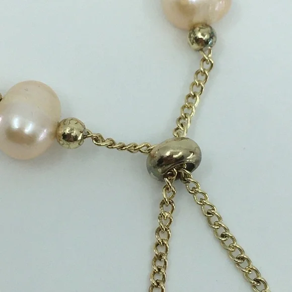 18k Gold Plated Freshwater Pearl Bracelet Anklet NEW in Original Box Adjustable - Picture 7 of 8